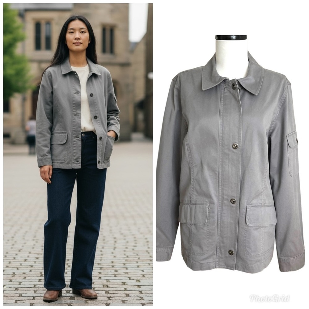 Orvis Chore Barn Jacket sz M Gray Cotton Field Country Ranch Canvas